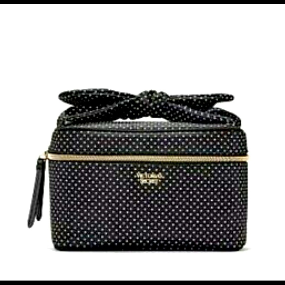 Victoria Secret Makeup Bag Velvet Dot Train Case New